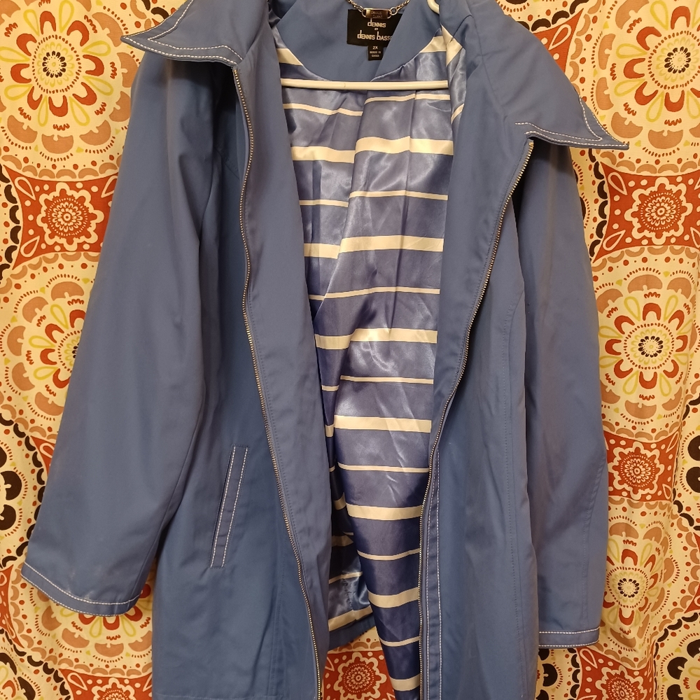 Light periwinkle blue trench over coat